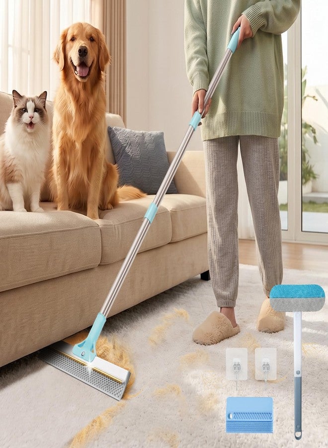Finvizo Carpet Rake for Pet Hair Removal: Adjustable 54" Handle No Bending - Image 1
