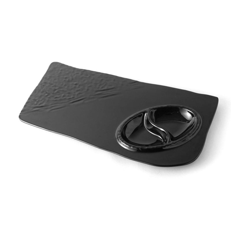 Saaikee Chip n Dip Snacks Serving Platter Tray Melamine Black 35 CM Microwave Safe Multipurpose Dish for Home Kitchen Dining Table - Image 5