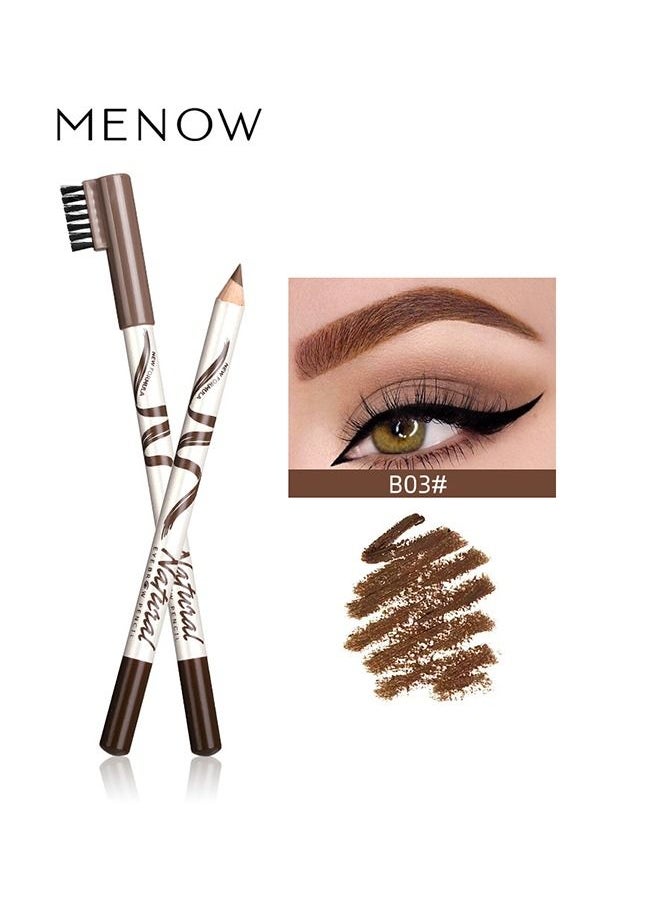 Menow - 2 Packs Eyebrow Pencils with Soft Brush 2-in-1 Long-lasting Water-proof Sweat-proof Brow Pencil and Brow Brush Eyebrow Shaping and Filling Pencil Makeup Tool (Light Coffee) - Image 1