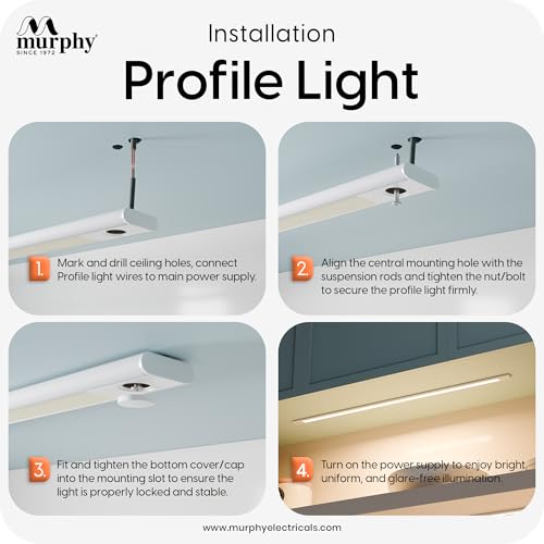 Murphy 2 Feet Led Under Cabinet Lighting, 8W Under Cabinet And Under Counter Lighting, Led Profile Light : Warm White, Pack Of 2(Others) Aluminium alloy,Acryl and LED - Image 4