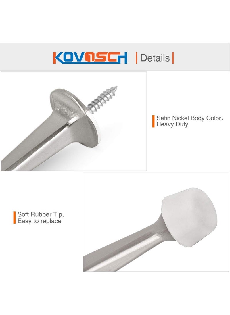 KOVOSCH KOVOSCH 2 Pack Solid Rigid Door Stops - Heavy Duty Door Stoppers Wall Protector with Soft Rubber Tips, Satin Nickel  - Image 4