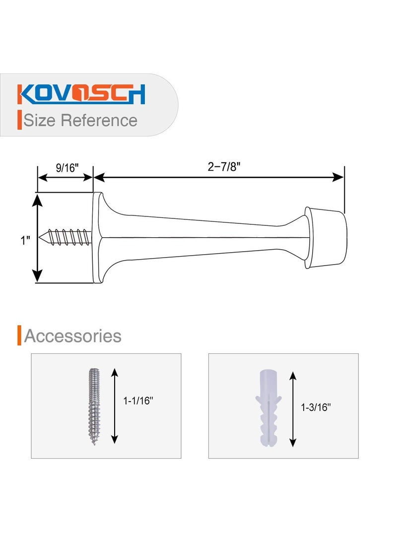 KOVOSCH KOVOSCH 2 Pack Solid Rigid Door Stops - Heavy Duty Door Stoppers Wall Protector with Soft Rubber Tips, Satin Nickel  - Image 3