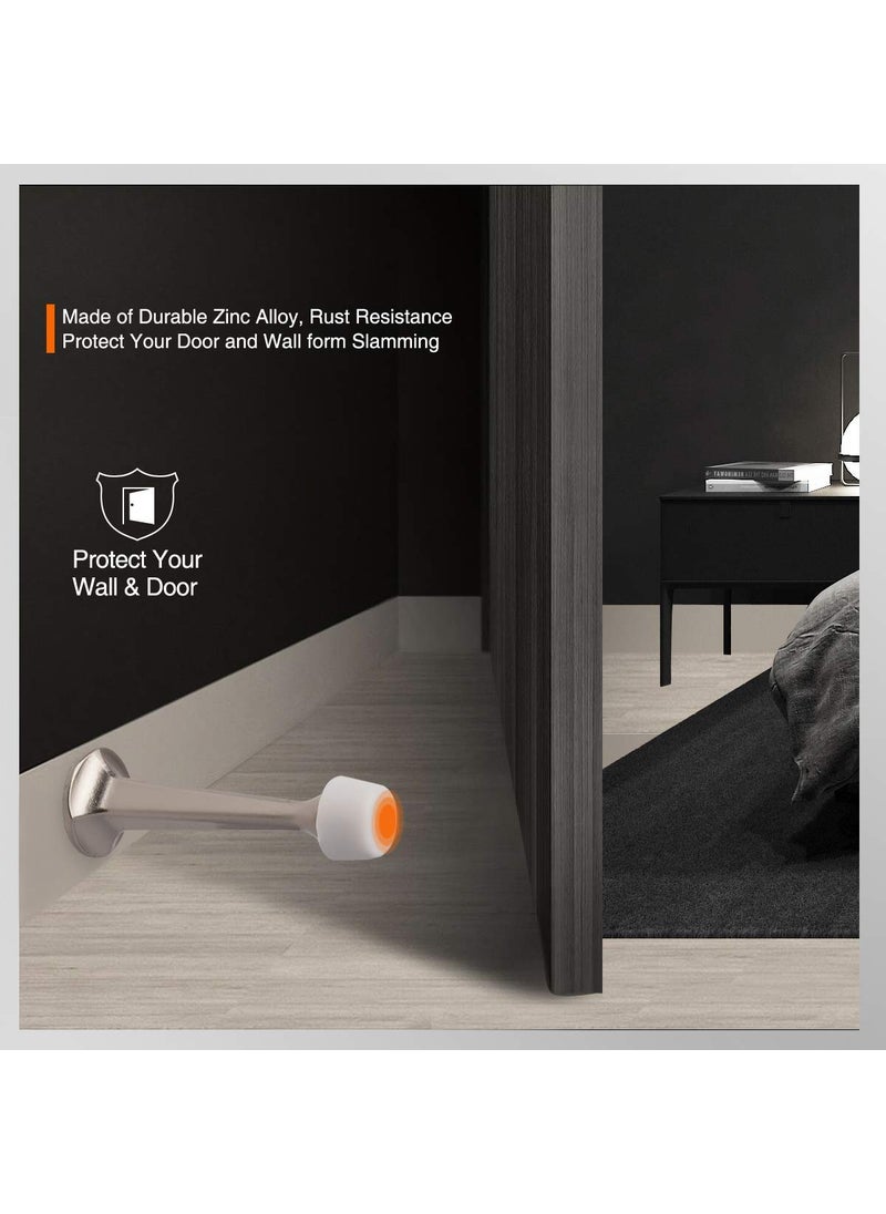 KOVOSCH KOVOSCH 2 Pack Solid Rigid Door Stops - Heavy Duty Door Stoppers Wall Protector with Soft Rubber Tips, Satin Nickel  - Image 5