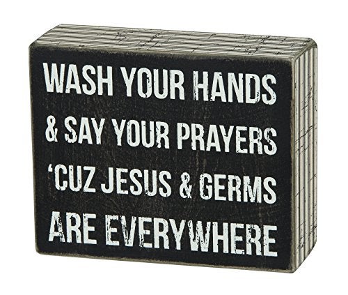 Primitives by Kathy Box Sign, 4-Inch by 5-Inch, Jesus & Germs - Image 5