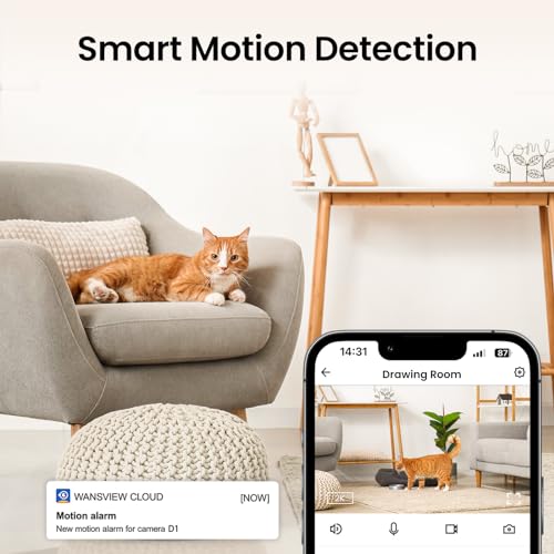 Cinnado 2K Home Security Cameras-2.4Ghz WiFi Indoor Camera with 360° Motion Detection for Pets/Nanny/Baby/Dog, 2 Way Audio, 24/7 SD Card Storage, Cloud Storage, Works with Alexa & Google Home, D1 4P - Image 5