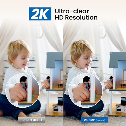 Cinnado 2K Home Security Cameras-2.4Ghz WiFi Indoor Camera with 360° Motion Detection for Pets/Nanny/Baby/Dog, 2 Way Audio, 24/7 SD Card Storage, Cloud Storage, Works with Alexa & Google Home, D1 4P - Image 3