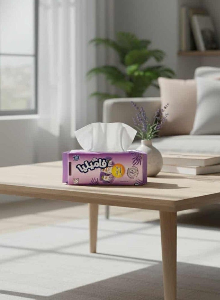 Familia Facial Tissue - Special Offer Pack of 3 Boxes (500 Tissues per Box) - Lavender - 2 Ply - Image 3