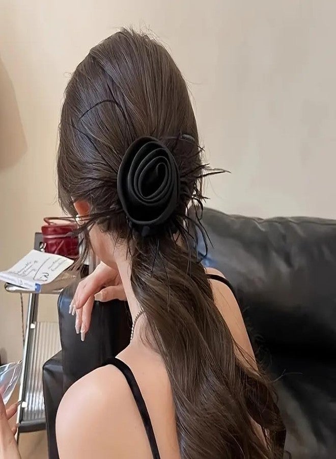 AUOCATTAIL Rose Feather Scrunchies Elastics Exquisite Ponytail Elegant Sweet Hair Accessories for Women Girl Headband Dinner party Daily Supplies - Image 4