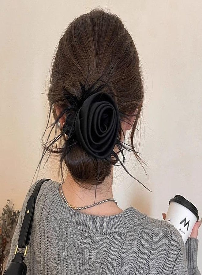 AUOCATTAIL Rose Feather Scrunchies Elastics Exquisite Ponytail Elegant Sweet Hair Accessories for Women Girl Headband Dinner party Daily Supplies - Image 5