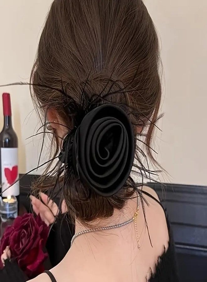 AUOCATTAIL Rose Feather Scrunchies Elastics Exquisite Ponytail Elegant Sweet Hair Accessories for Women Girl Headband Dinner party Daily Supplies - Image 2