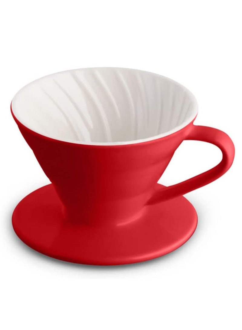 ميبرو قمع تقطير قهوة سيراميك مقاس 01 احمر بطريقة v60 بالتقطير - Image 2