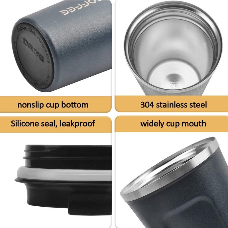 CS COSDDI 12 oz Stainless Steel Vacuum Insulated Tumbler - Coffee Travel Mug Spill Proof with Lid - Thermos Cup for Keep Hot/Ice Coffee,Tea and Beer (Tibetan blue) - Image 2