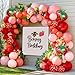 Partycus Strawberry Balloon Arch Kit Double Stuffed Pastel Red Baby Pink Coral Balloon Garland with 18in Strawberry Foil for Berry First Birthday Baby Shower Sweet Mothers Day Wedding Party - Image 3