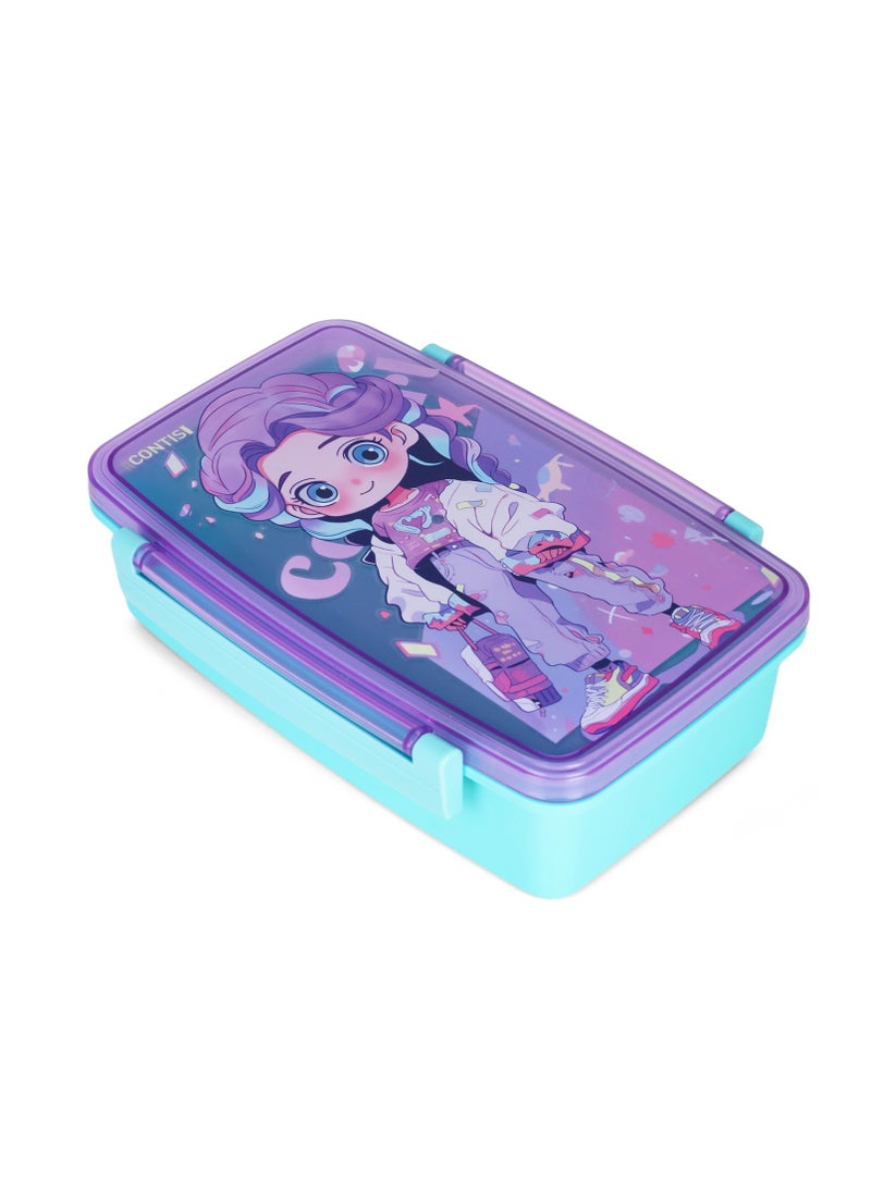 Nova kids Bento Lunch Box With Spoon And Fork - Cute Girl Pink  - Image 2