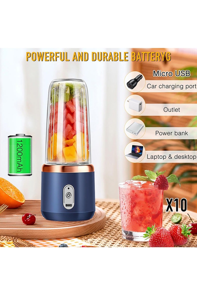 DPTER Portable Blender, Blender Juicer Juice Cup Fruit Blender Portable Fruit Cup, USB Rechargeable Personal Size Juice Cup, Personal Blender for Smoothies and Smoothies, 400ml Travel Juice Cup - Image 2