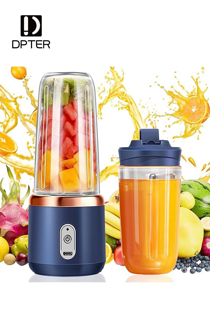 DPTER Portable Blender, Blender Juicer Juice Cup Fruit Blender Portable Fruit Cup, USB Rechargeable Personal Size Juice Cup, Personal Blender for Smoothies and Smoothies, 400ml Travel Juice Cup - Image 1