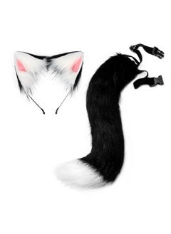 Generic New Halloween Party Simulation Fox Tail Headband Adjustable Plush Ears cosplay Dress Up Headband Black and White  - Image 1