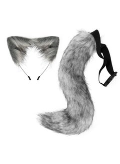 Generic New Halloween Party Simulation Fox Tail Headband Adjustable Plush Ears cosplay Dress Up Headband Black and White  - Image 4