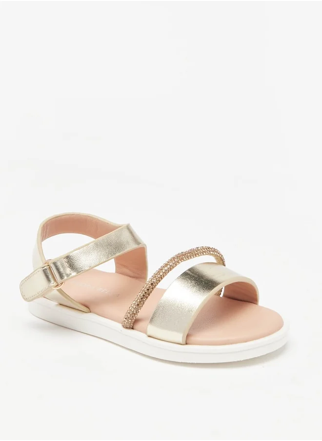 Flora Bella By Shoexpress Girls Embellished Sandals With Hook And Loop Closure