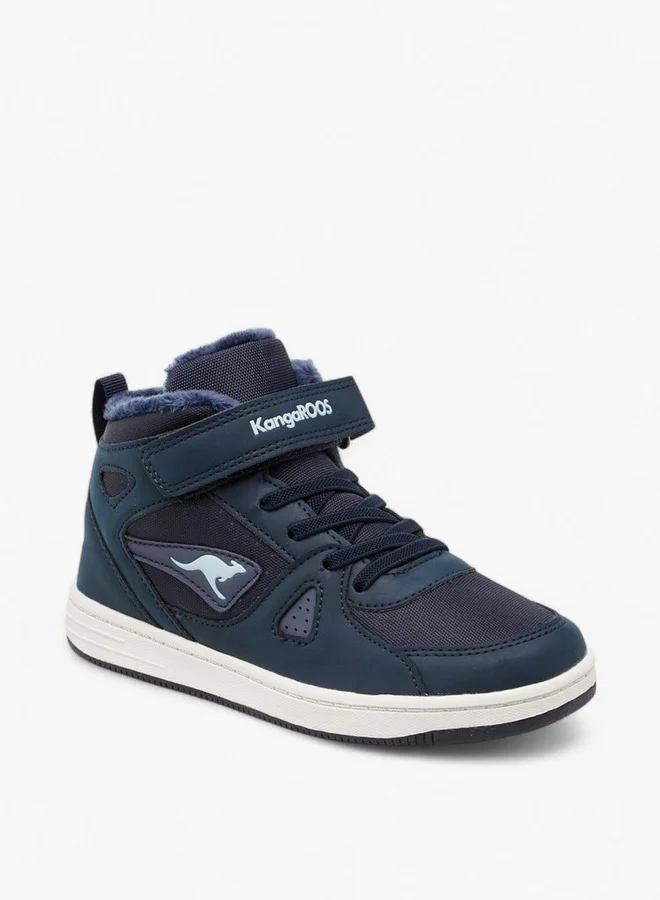 kangaROOS Boys' Panelled High Top Sneakers with Hook and Loop Closure