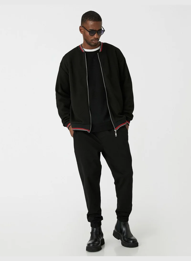 KOTON Basic Bomber Jacket Zipper Detailed