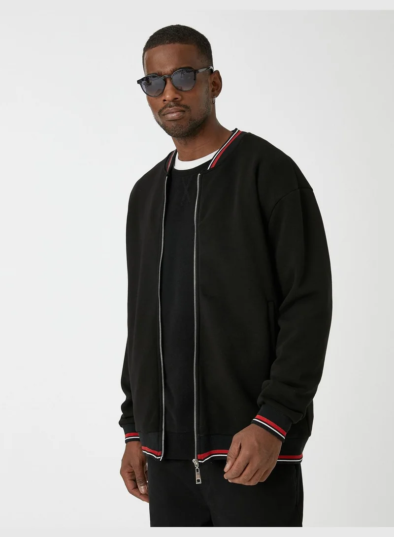 KOTON Basic Bomber Jacket Zipper Detailed