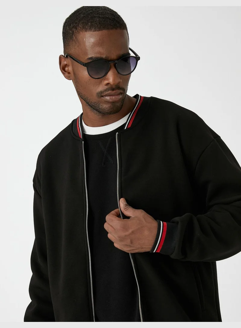 KOTON Basic Bomber Jacket Zipper Detailed