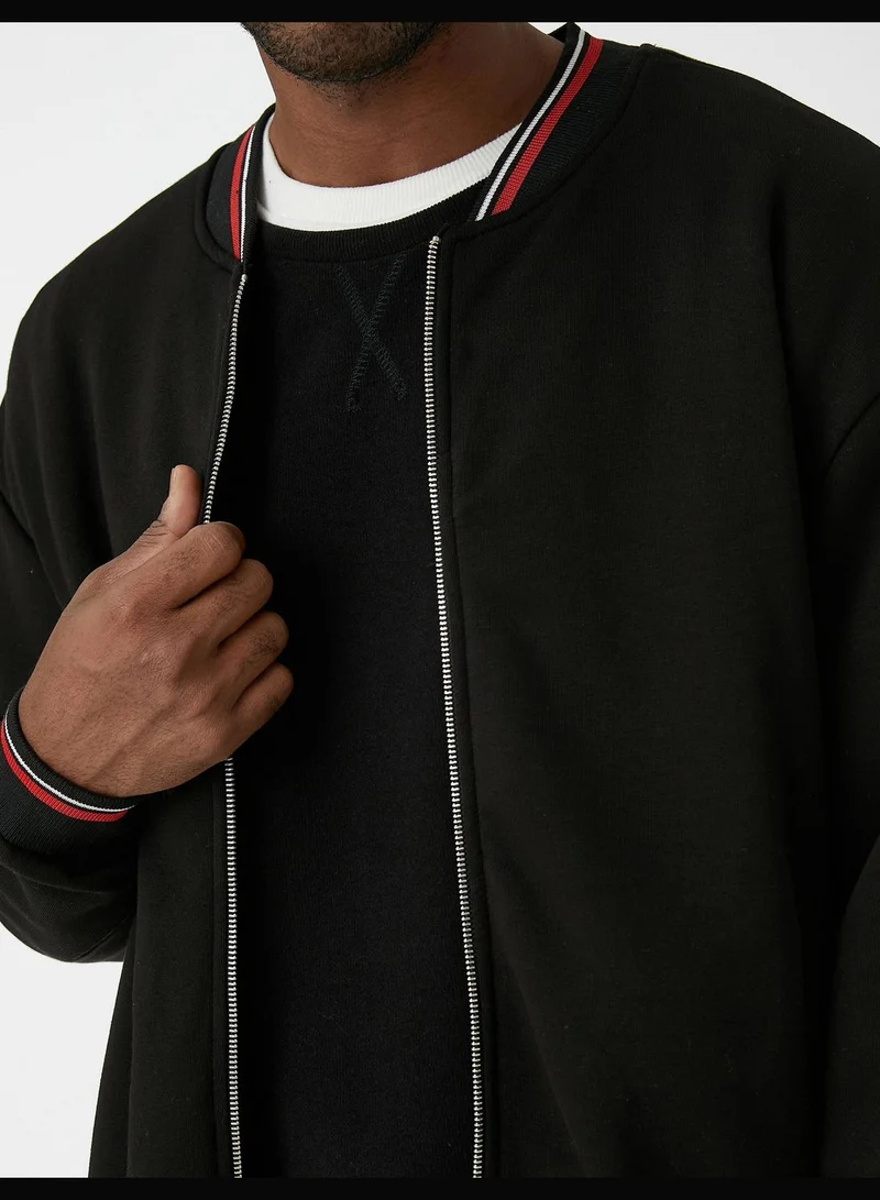 KOTON Basic Bomber Jacket Zipper Detailed