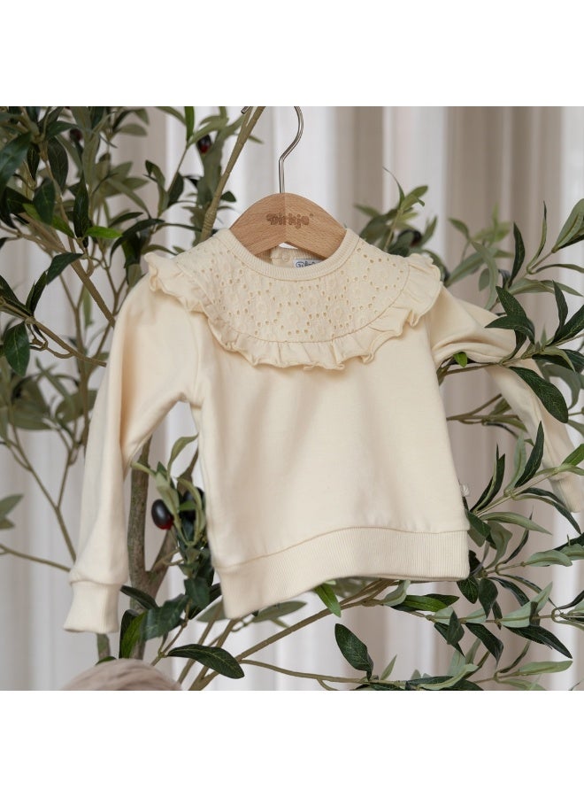 Dirkje girls' sweater off-white - Embroidery - Image 3