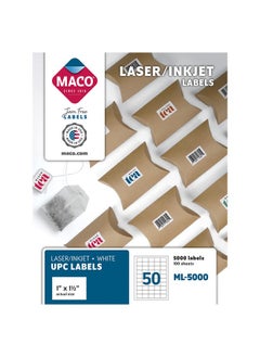 Maco Maco Laser/Ink Jet White UPC Labels, 1 x 1-1/2 Inches, 50 Per Sheet, 5000 Per Box (ML-5000)  - Image 1