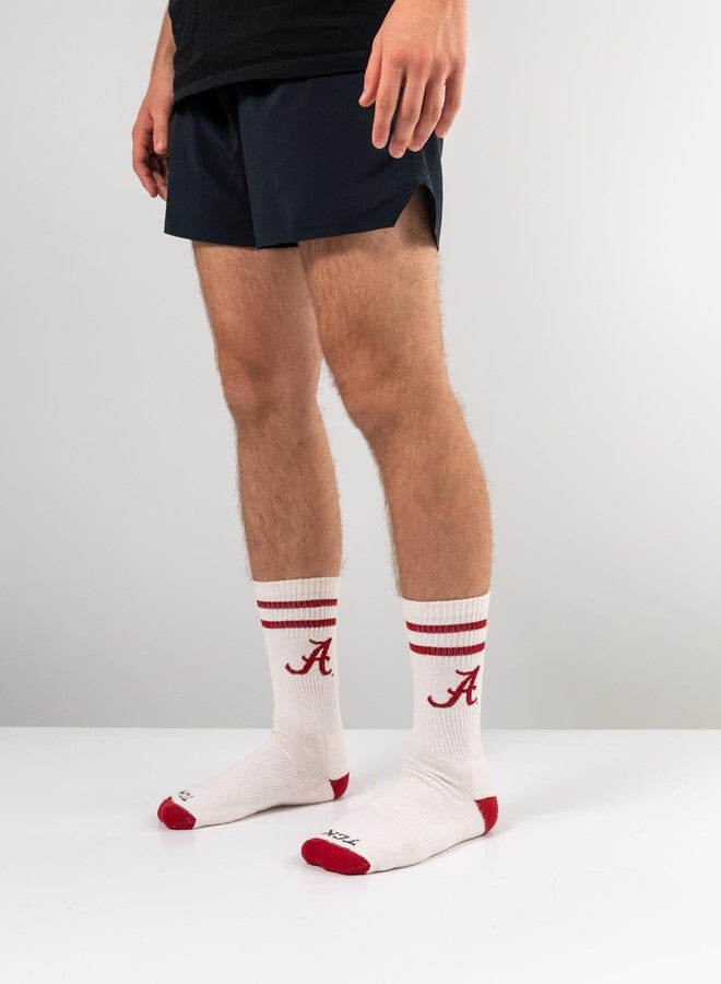 TCK Alabama Crimson Tide Socks Vintage Soft Cotton Sock with Stripes – NCAA Licensed | Crimson & White University of Alabama | College Fan Gameday Apparel for Men & Women | Men's & Women's (Large) - Image 3