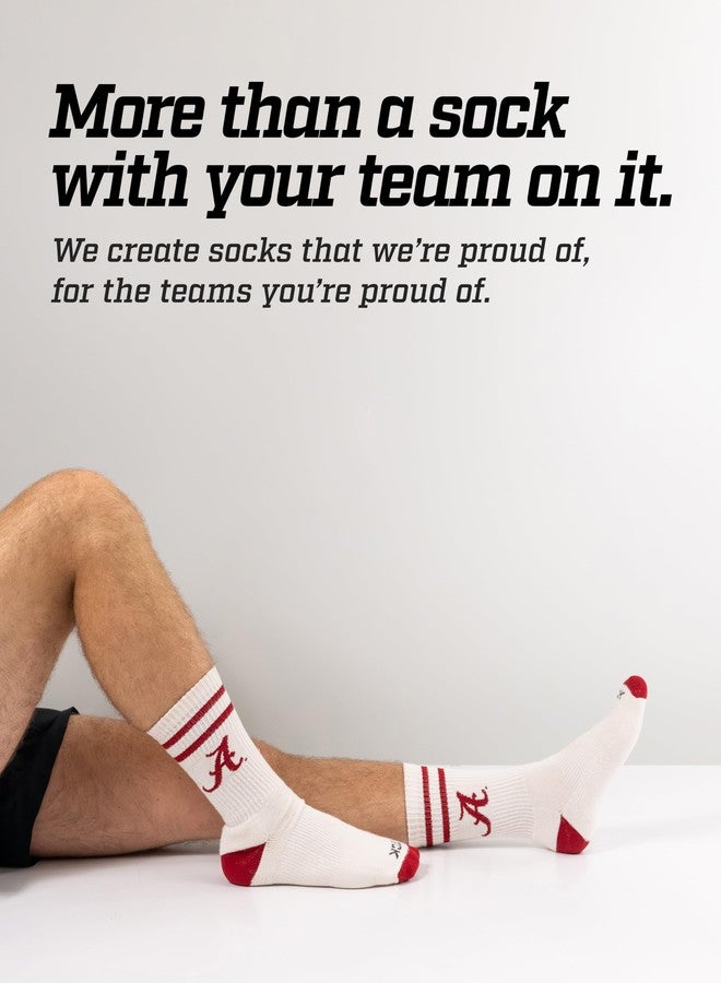 TCK Alabama Crimson Tide Socks Vintage Soft Cotton Sock with Stripes – NCAA Licensed | Crimson & White University of Alabama | College Fan Gameday Apparel for Men & Women | Men's & Women's (Large) - Image 5