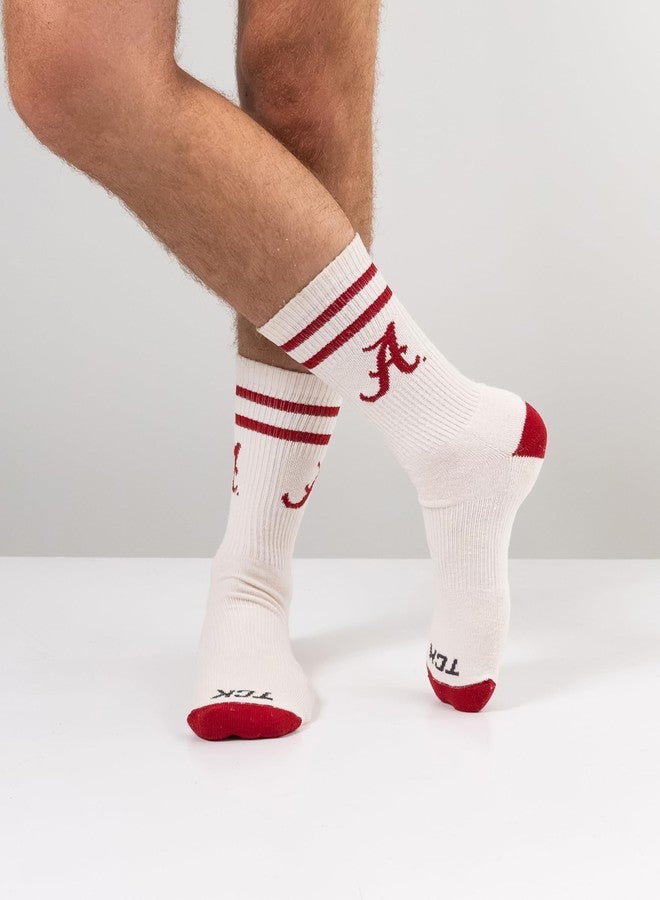 TCK Alabama Crimson Tide Socks Vintage Soft Cotton Sock with Stripes – NCAA Licensed | Crimson & White University of Alabama | College Fan Gameday Apparel for Men & Women | Men's & Women's (Large) - Image 2