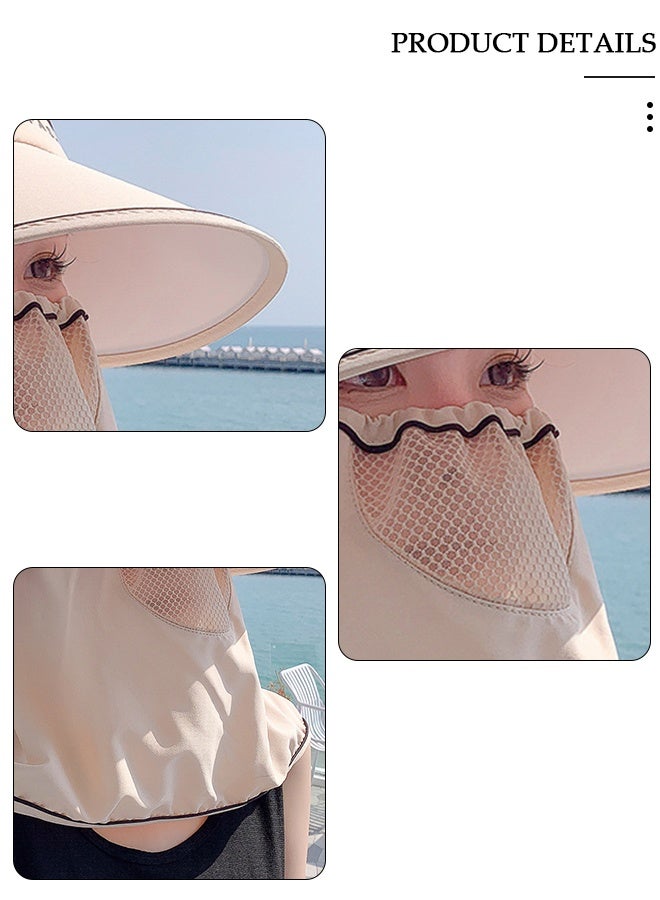 DUNISO Sun Hat Wide Brim UV Protection Beach Hat For Women No Top Cap Protection Neck For Summer Riding Face Mask Outdoor Sunshade Sun Hat - Image 3