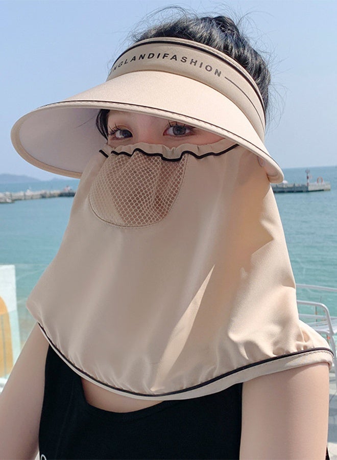 DUNISO Sun Hat Wide Brim UV Protection Beach Hat For Women No Top Cap Protection Neck For Summer Riding Face Mask Outdoor Sunshade Sun Hat - Image 2