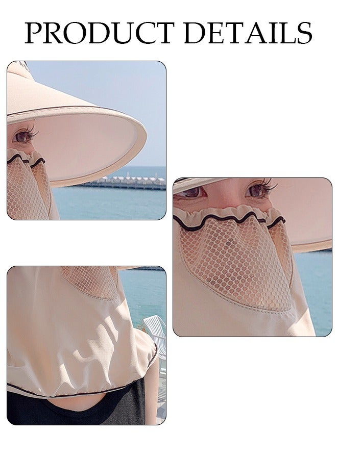 DUNISO Sun Hat Wide Brim UV Protection Beach Hat For Women No Top Cap Protection Neck For Summer Riding Face Mask Outdoor Sunshade Sun Hat  - Image 3