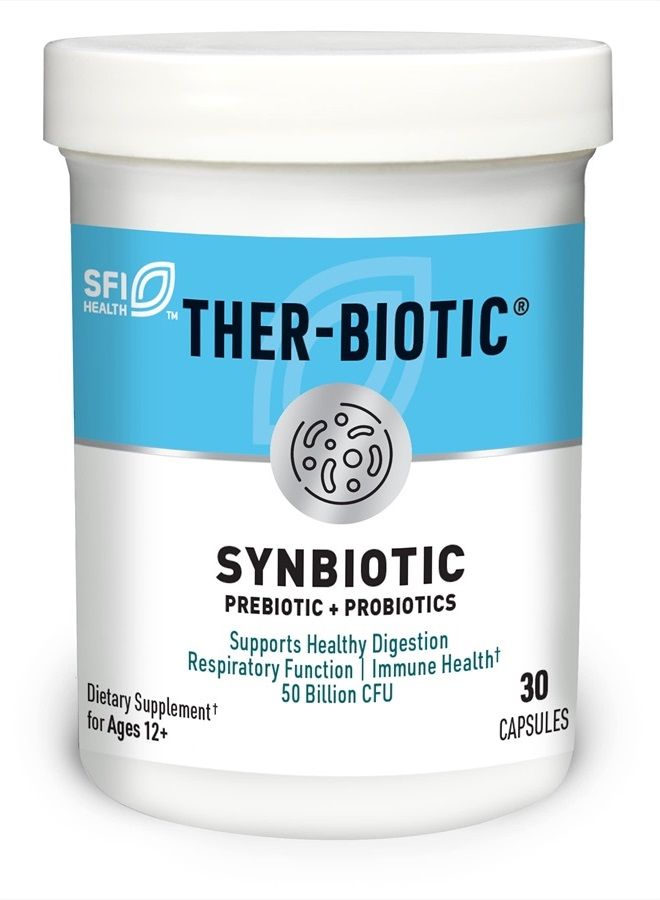 Klaire Labs Ther-Biotic Synbiotic Probiotic & a Prebiotic - Digestive Health & Immune Support∗ - Lactobacillus & Bifidobacterium Strains - Low-FODMAP Probiotic Supplement for Men & Women (30 Capsules) - Image 1