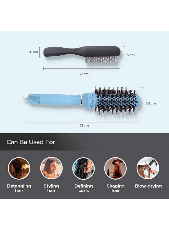 Hearts Hair Brush | Bristles Brush | Hair Brush With Paddle | Sharp Hair Brush For Woman | Suitable For All Hair Types | Tgx5232-C19P.. | Ice Blue & Purple - Image 3