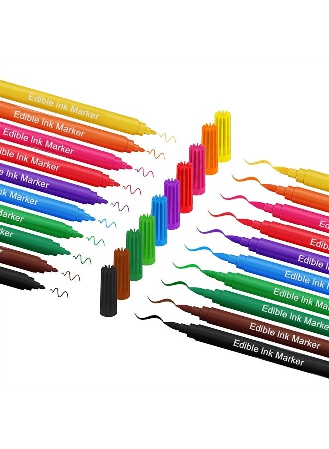 Fanika Edible Markers Food Coloring Pens 10 Colors, Double-sided Fine Tip Food Grade Pens and Edible Marker for Cookies Decorating Fondant, Cakes, Frosting, Easter Eggs - Image 1