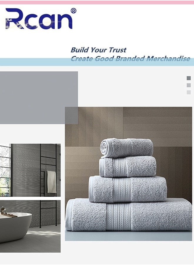 Rcan 4 Piece Towel Set Cotton Luxury Plush Towels 2 Square Towel 1 Washcloths 1 Bath Towel Highly Absorbent Quick Dry Towel Premium Quality Towel Hand Set for Bathroom Hotel  - Image 2