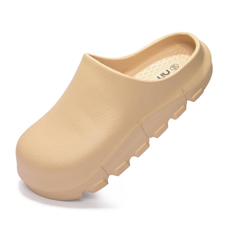NITTI Women's Arch Support EVA Garden Shoes for Women - Comfort Waterproof Slip-on Outdoor Beach Mules Sandal Ladies Classic Closed Toe Clogs (Khaki,US 9-10) - Image 1