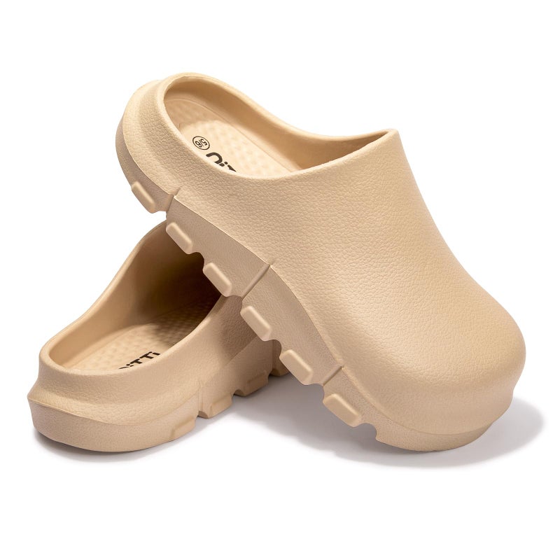 NITTI Women's Arch Support EVA Garden Shoes for Women - Comfort Waterproof Slip-on Outdoor Beach Mules Sandal Ladies Classic Closed Toe Clogs (Khaki,US 9-10) - Image 4
