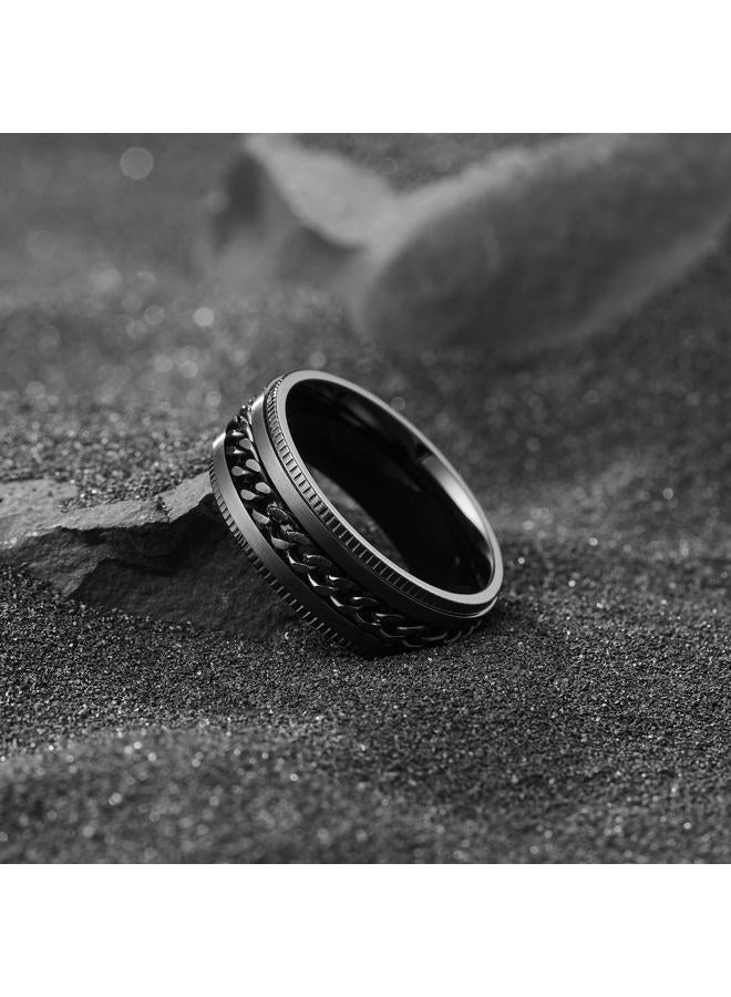 King Will INTERTWINE 8mm Spinner Ring Black Stainless Steel Fidget Ring Anxiety Ring For Men Size 10 - Image 3