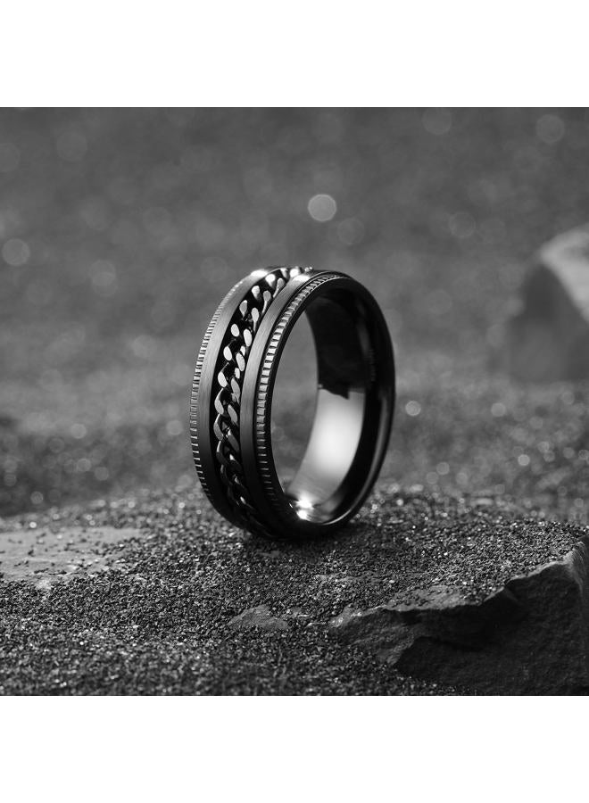 King Will INTERTWINE 8mm Spinner Ring Black Stainless Steel Fidget Ring Anxiety Ring For Men Size 10 - Image 2