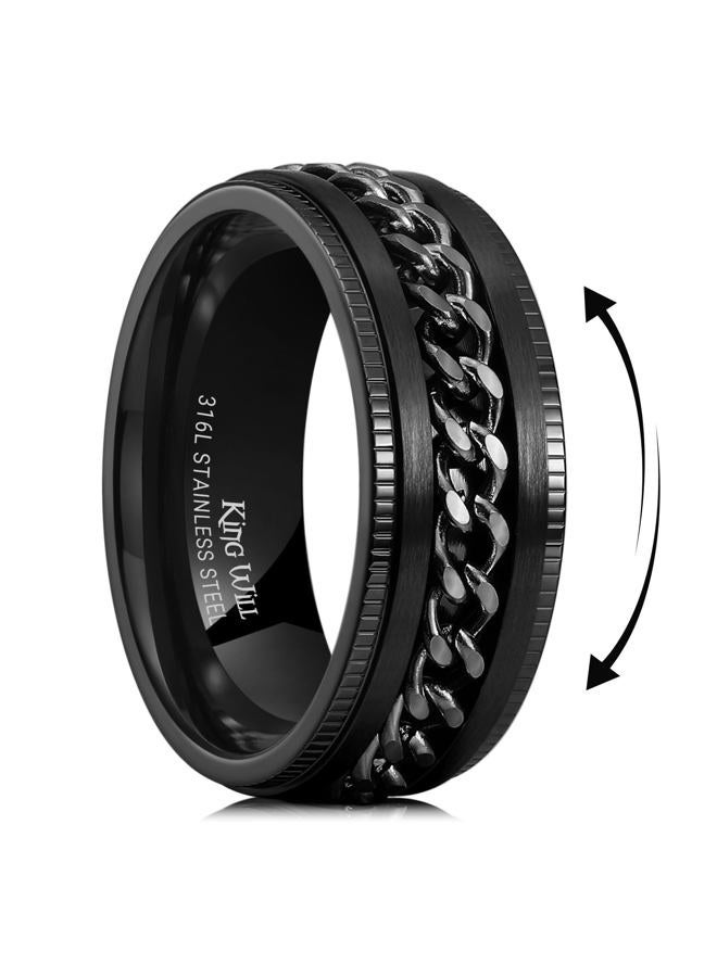 King Will INTERTWINE 8mm Spinner Ring Black Stainless Steel Fidget Ring Anxiety Ring For Men Size 10 - Image 1