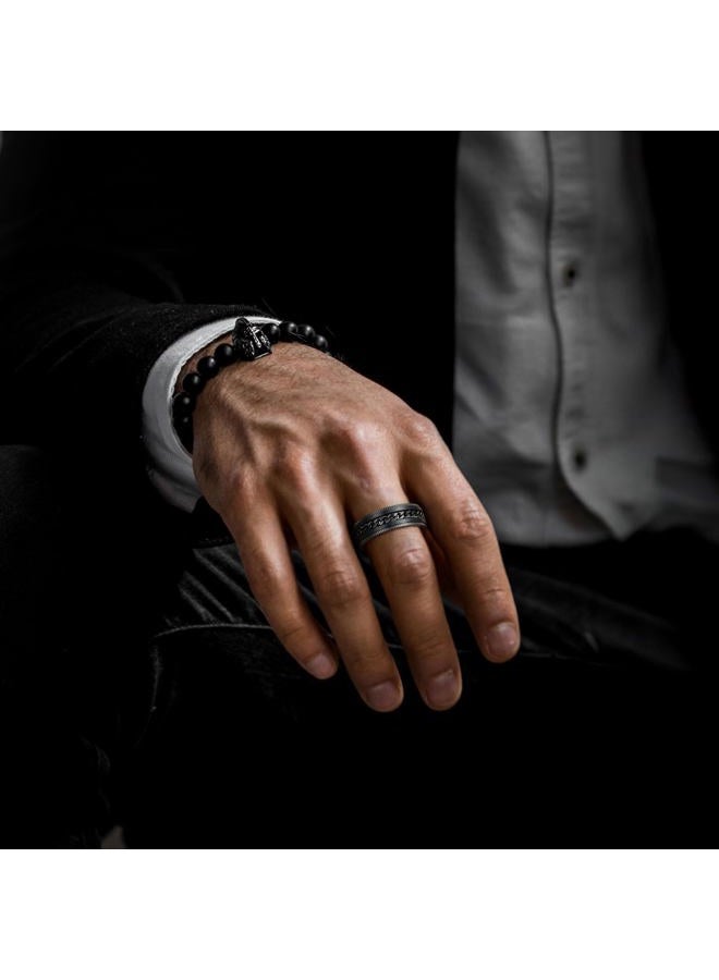 King Will INTERTWINE 8mm Spinner Ring Black Stainless Steel Fidget Ring Anxiety Ring For Men Size 10 - Image 4