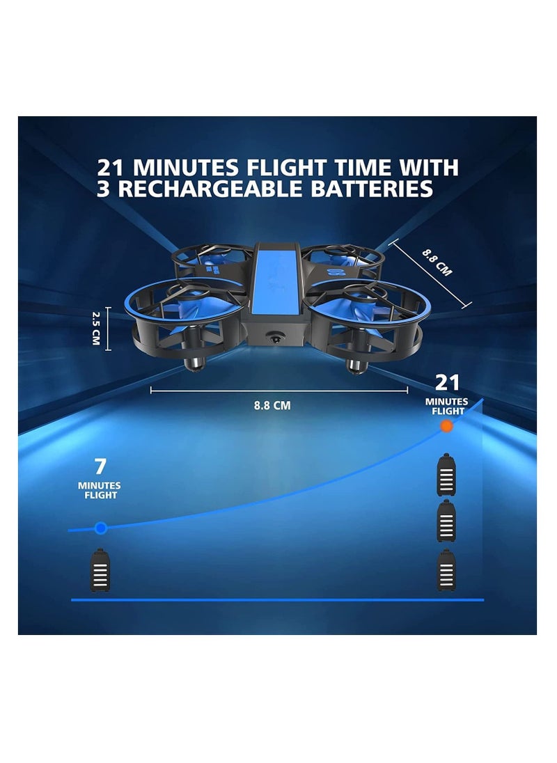 Mini Drone for Kids and Beginners - Remote Control Quadcopter for Indoor Flying - 3D Flips, Auto Hover, Headless Mode - Includes 3 Batteries - Perfect Gift for Boys and Girls.