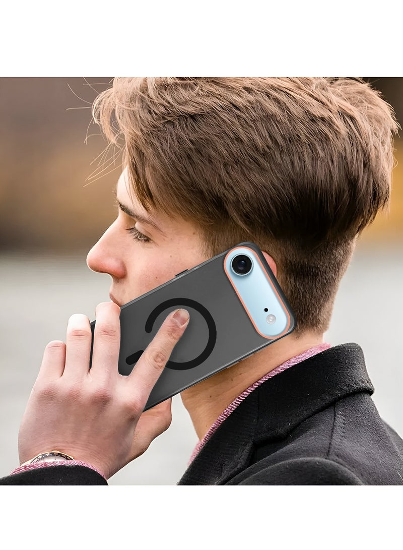 سيندي غطاء حالة أنيق لهاتف آبل آيفون  إير 5G 2025 من سلسلة سندي هجين شفاف مع شحن مغناطيسي وشفاه كاميرا مرتفعة - أسود - Image 5