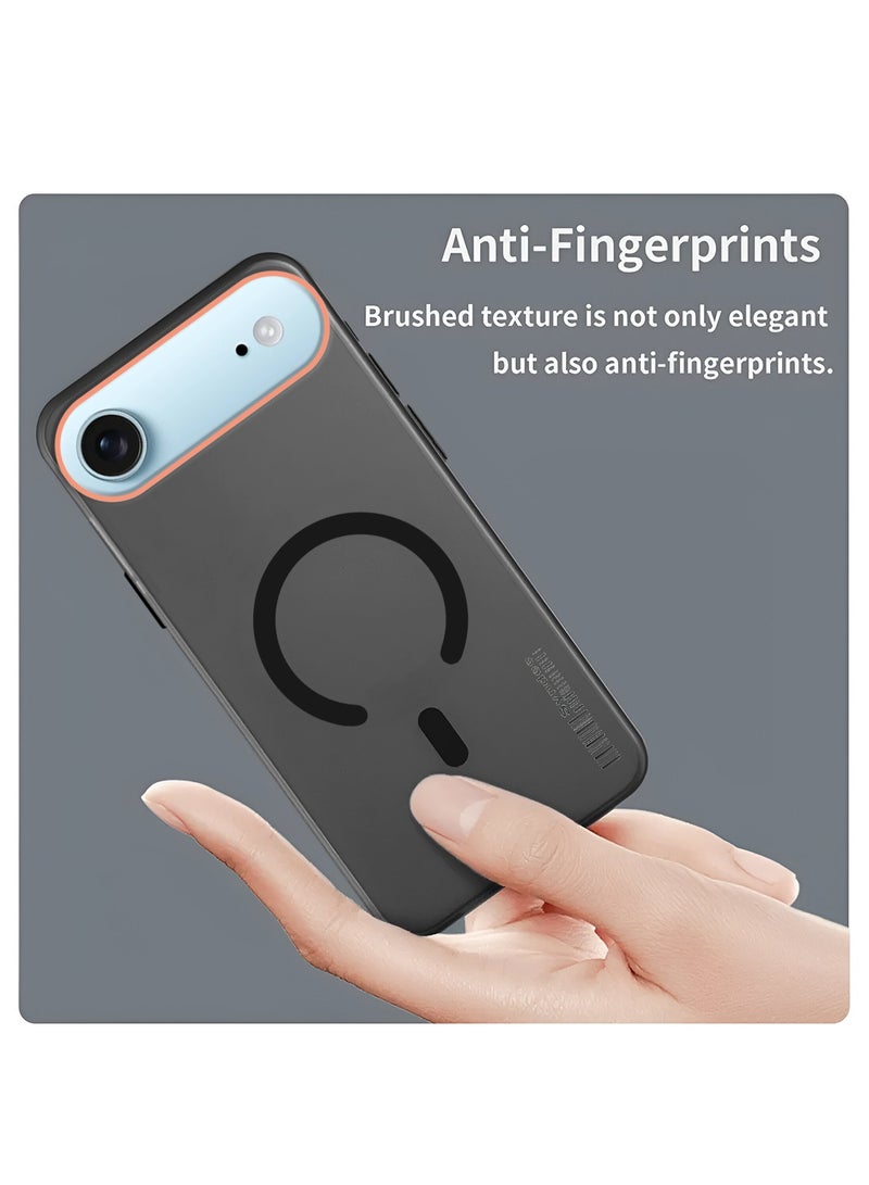 سيندي غطاء حالة أنيق لهاتف آبل آيفون  إير 5G 2025 من سلسلة سندي هجين شفاف مع شحن مغناطيسي وشفاه كاميرا مرتفعة - أسود - Image 4