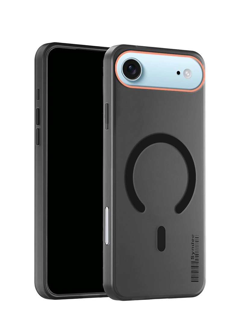 سيندي غطاء حالة أنيق لهاتف آبل آيفون  إير 5G 2025 من سلسلة سندي هجين شفاف مع شحن مغناطيسي وشفاه كاميرا مرتفعة - أسود - Image 1